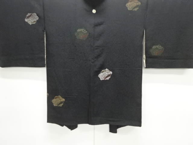 大正ロマン　陶片に花模様織り出し漆一つ紋羽織